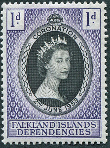 Фалкленды Депенденс, 1953, Коронация, Елизавета II, 1 марка